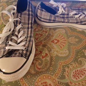Converse All Star 37.5 7 plaid sneakers shoes
